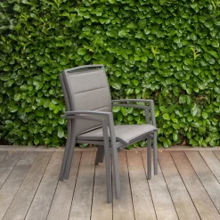 ohgreen Tuinmeubelen|Armstoel Modulo grijs antraciet