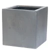 ohgreen Aardewerk|Bloembak Fiberstone kubus 20x20cm grijs
