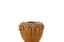 ohgreen Potten En Vazen|Bloemp bloem keramiek oker s (17x17x13cm)