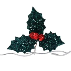 ohgreen Kerstornamenten|Clip met hulst en bessen met pailletten