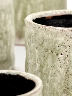 ohgreen Potten En Vazen|Craquelé Pot flame light green d14 h13 cm
