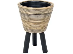 ohgreen Potten En Vazen|Drypot wooden legs stripe grey d27h42cm