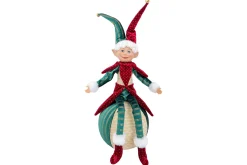 ohgreen Thema Holiday|Kerstdecoratie|Figuur elf sitting on ball bordeaux groen