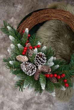 ohgreen Kerstkransen En Guirlandes Kunststof|Frosted berry grapevine wreath d41cm
