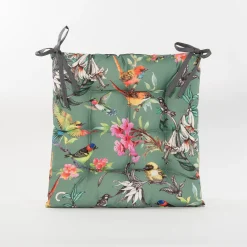 ohgreen Accessoires En Onderhoud|Gewatteerd stoelkussen vogels groen 38x38cm
