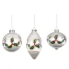 ohgreen Kerstballen|Glazen bal met geplet hulst/besmotief