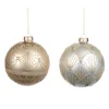 ohgreen Kerstballen|Glazen bal met glitterguirlande/schubmotief