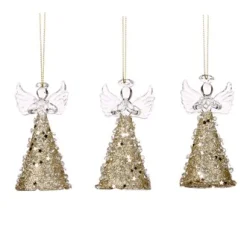 ohgreen Kerstornamenten|Glazen glitterengel met juweel