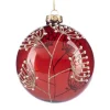 ohgreen Kerstballen|Glazen kralenbloem kerstbal rood/goud 10cm