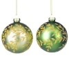 ohgreen Kerstballen|Glitterbal met blad/rankmotief