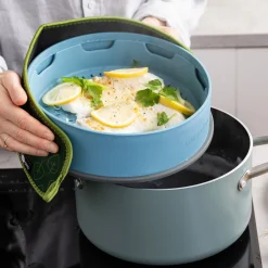 ohgreen Ecocheques|Bakken|Green pan steamy blue 24cm