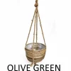 ohgreen Potten En Vazen|hanging basket stripe with rope d40h30cm - olive green