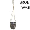 ohgreen Potten En Vazen|Hanging pot stripe bronze d18h16cm