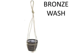 ohgreen Potten En Vazen|Hanging pot stripe bronze d15h14cm