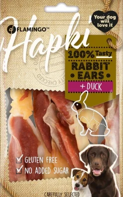 ohgreen Werelddierendag|Hond Voeding|Hapki rabbit ear wrapped with duck 85gr
