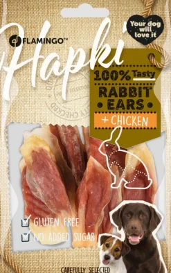 ohgreen Werelddierendag|Hond Voeding|Hapki rabbit ear wrapped with chicken 85gr