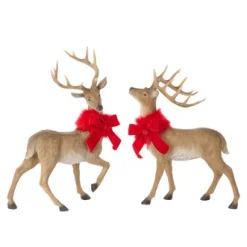 ohgreen Kerstdecoratie|Herten met bontkraag en strik