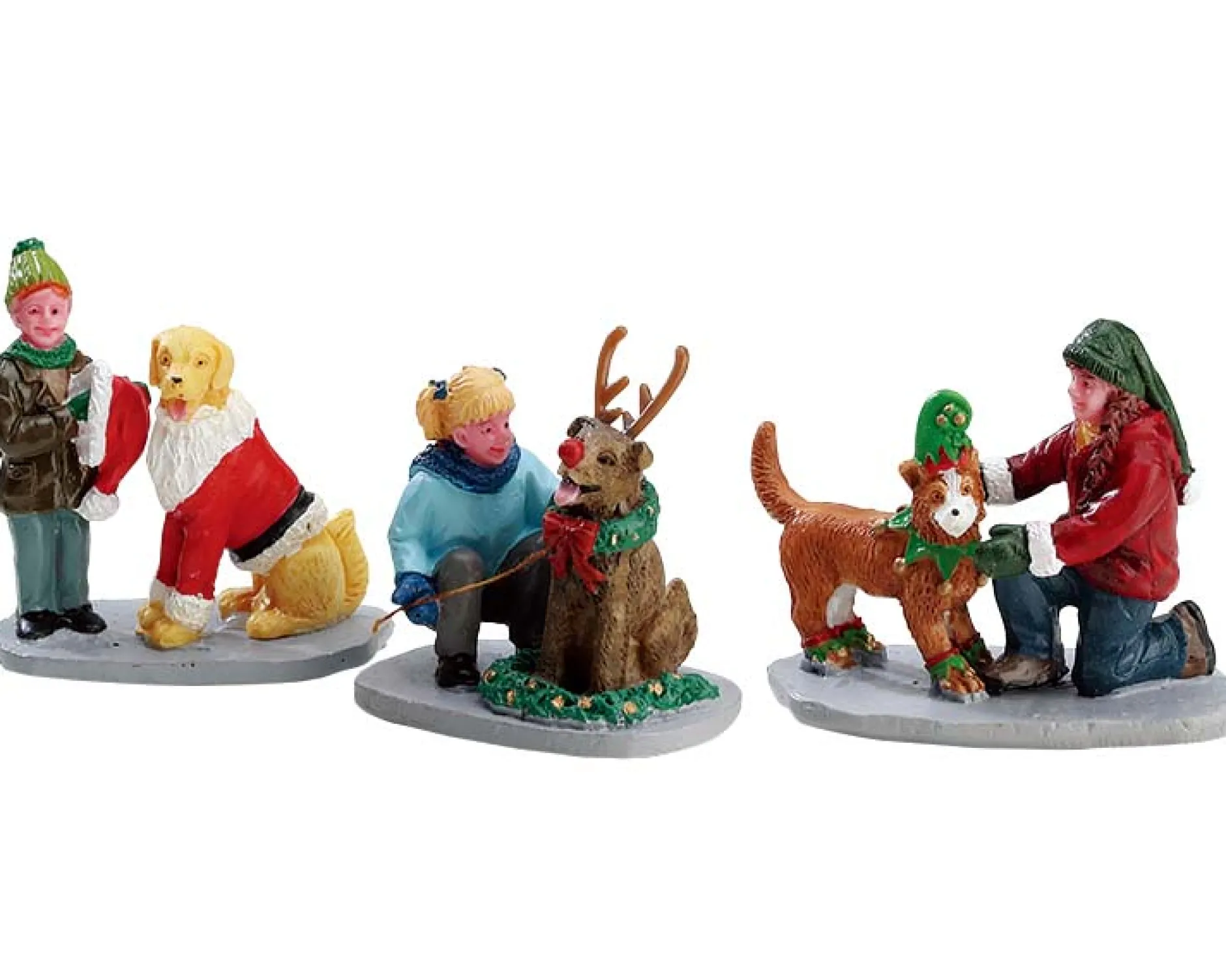 ohgreen Lemax Kerstdorpen|Hondje verkleed, set van 3