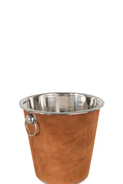 ohgreen Drank|Ijsemmer rond leder cognac (21.5x21.5x20.5cm)