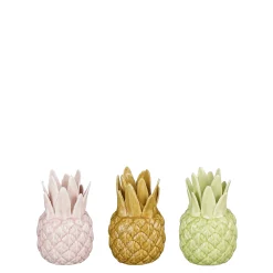 ohgreen Sfeermakers|Kandelaar ananas oker groen roze 3 assorti - h11xd6,5cm