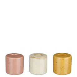 ohgreen Sfeermakers|Kandelaar oranje roze off white 3 assorti - h5xd5cm