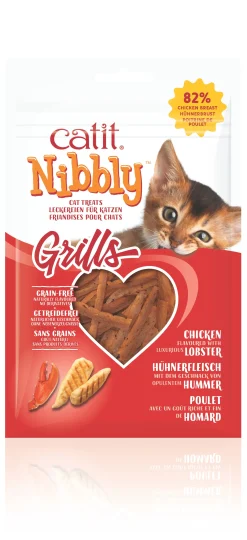 ohgreen Kat Voeding|Kattensnack nibbly grills kip & kreeft 30g