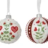 ohgreen Thema Holiday|Kerstballen|Kerstbal glas emaille bloemetjesprint
