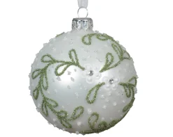 ohgreen Thema Cosy|Kerstballen|Kerstbal glas mat tak met bloem