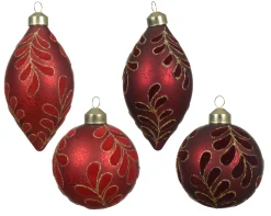ohgreen Kerstballen|Kerstbal glas met blaadjes