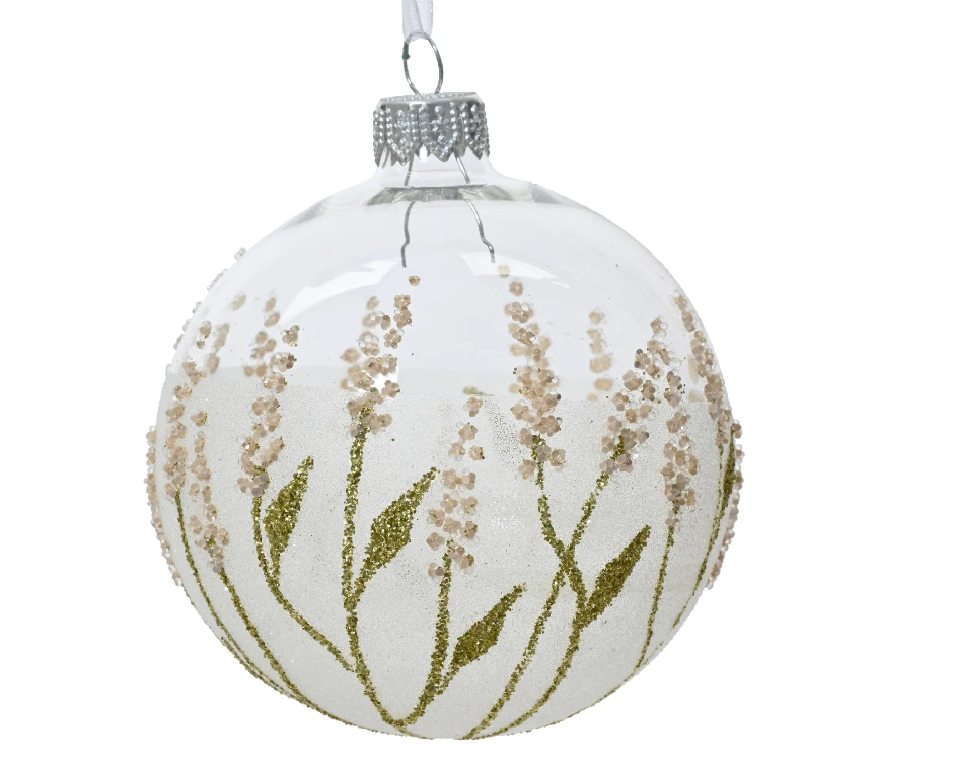 ohgreen Thema Cosy|Kerstballen|Kerstbal glas transparant bloemen