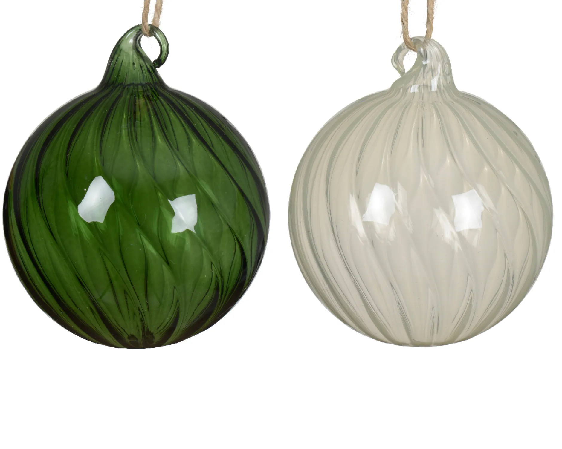 ohgreen Thema Cosy|Kerstballen|Kerstbal glas transparant spiraal