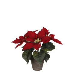 ohgreen Kerstdecoratie|Kunststof poinsettia in pot
