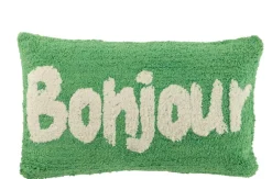 ohgreen Sfeermakers|Kussen bonjour getuft katoen groen/wit
