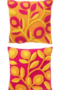 ohgreen Sfeermakers|Kussen vierkant borduurwerk bloem katoen mix assortiment van 2