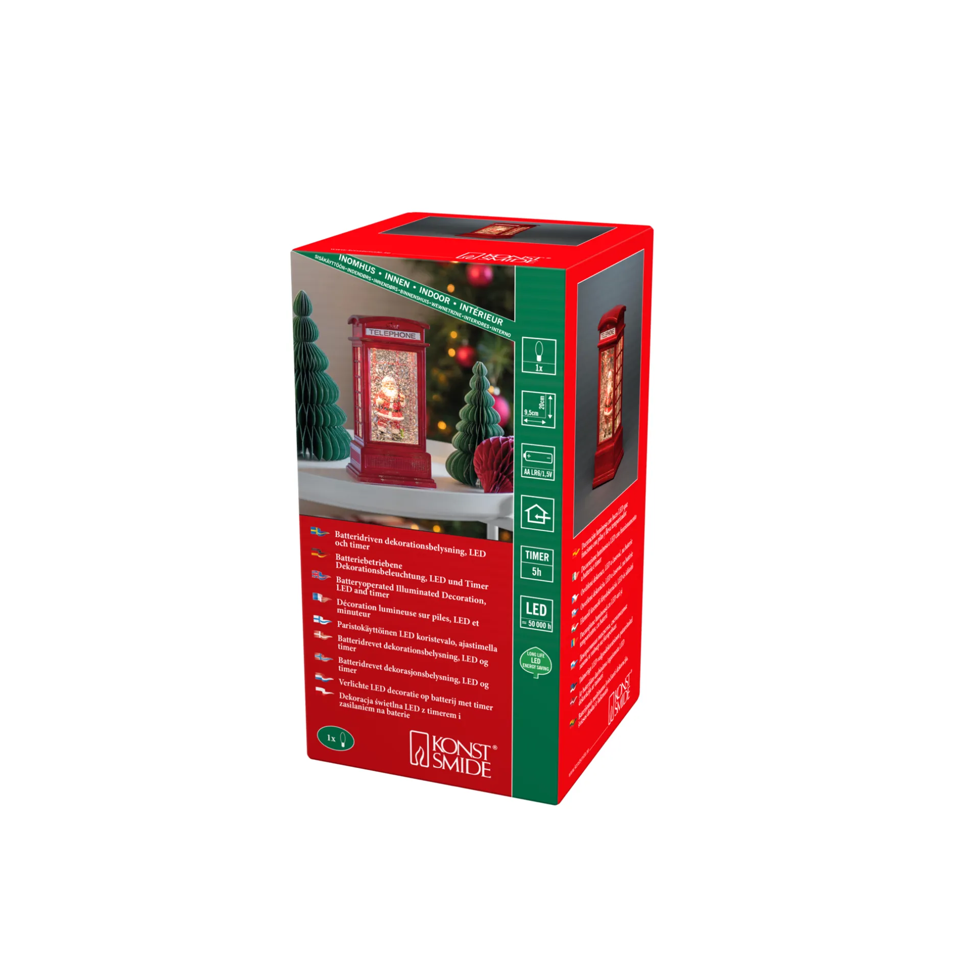 ohgreen Deco Verlichting Binnen|Led kerstlantaarn telefooncel met kerstman