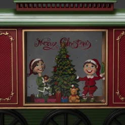 ohgreen Deco Verlichting Binnen|Led kerstlantaarn treinwagon met kinderen, kerstboom en kerstcadeaus