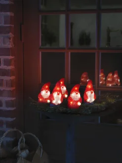 ohgreen Deco Verlichting Buiten|Led lichtsnoer met 5 rode acryl kerstmannen