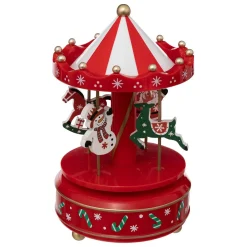 ohgreen Thema Classic|Kerstdecoratie|Muzikale carrousel met kerstman en sneeuwpop