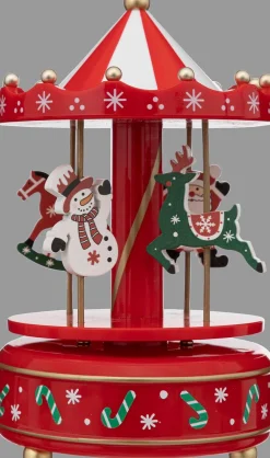 ohgreen Thema Classic|Kerstdecoratie|Muzikale carrousel met kerstman en sneeuwpop