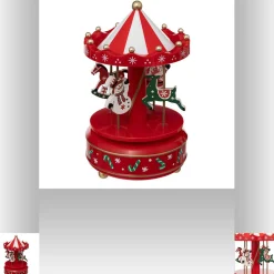 ohgreen Thema Classic|Kerstdecoratie|Muzikale carrousel met kerstman en sneeuwpop