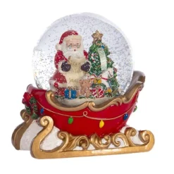 ohgreen Kerstdecoratie|Muzikale sneeuwbol kerstman op slee