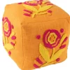 ohgreen Sfeermakers|Poef vierkant bloem katoen oranje/roze/geel