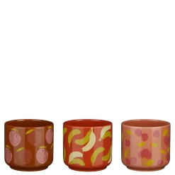 ohgreen Potten En Vazen|Pot fruit oranje roze paars 3 assorti display - h10,5xd12cm