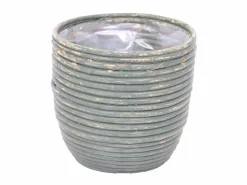 ohgreen Potten En Vazen|Pot round balloon stripe olive d18h16cm