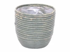 ohgreen Potten En Vazen|Pot round balloon stripe olive d15h14cm