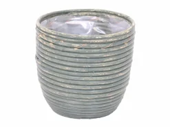 ohgreen Potten En Vazen|Pot round balloon stripe olive d24h24cm