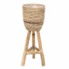ohgreen Potten En Vazen|Pot stripe wooden legs grey d20h47cm