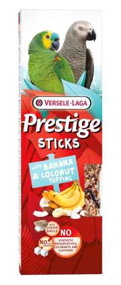 ohgreen Werelddierendag|Vogels Voeding|Prestige sticks papegaaien met banaan & kokos-topping - 2 stuks 140g