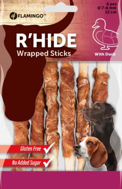 ohgreen Hond Voeding|R'hide duck wrapped stick 7/8mm 12cm 6st 70gr