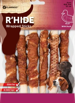 ohgreen Hond Voeding|R'hide duck wrapped stick 15mm 15cm 6st 180gr